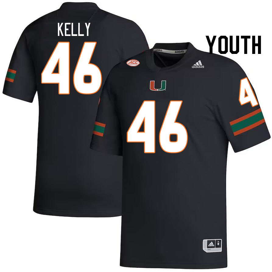 Youth #46 Nick Kelly Miami Hurricanes College Football Jerseys Stitched-Black